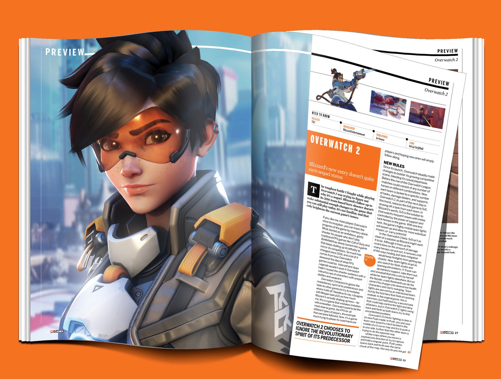 Tracer overwatch on a two-page spread