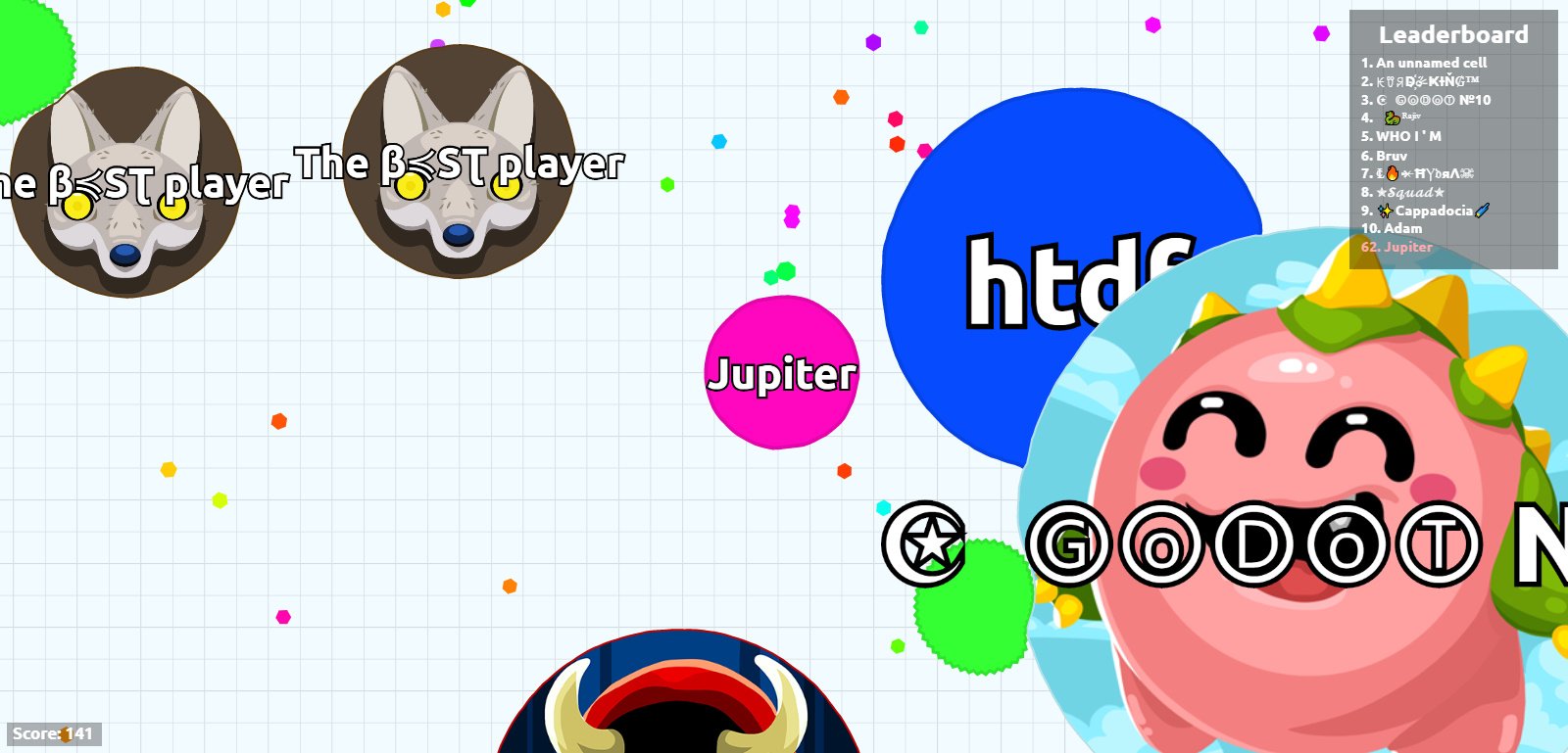 Best Browser Games: Agar.io - a whiteboard with different basic colorful shapes