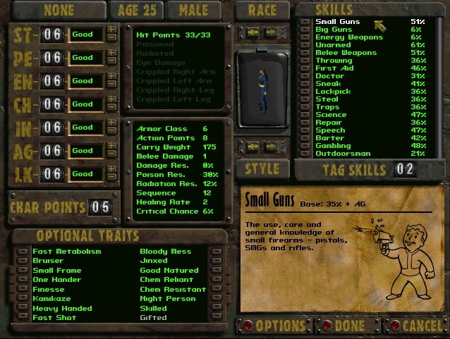 Fallout 1's character creation