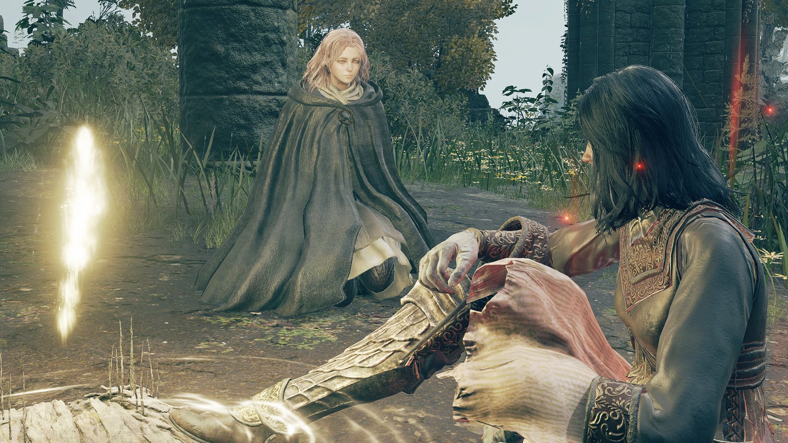Elden Ring's Melina speaking with player character