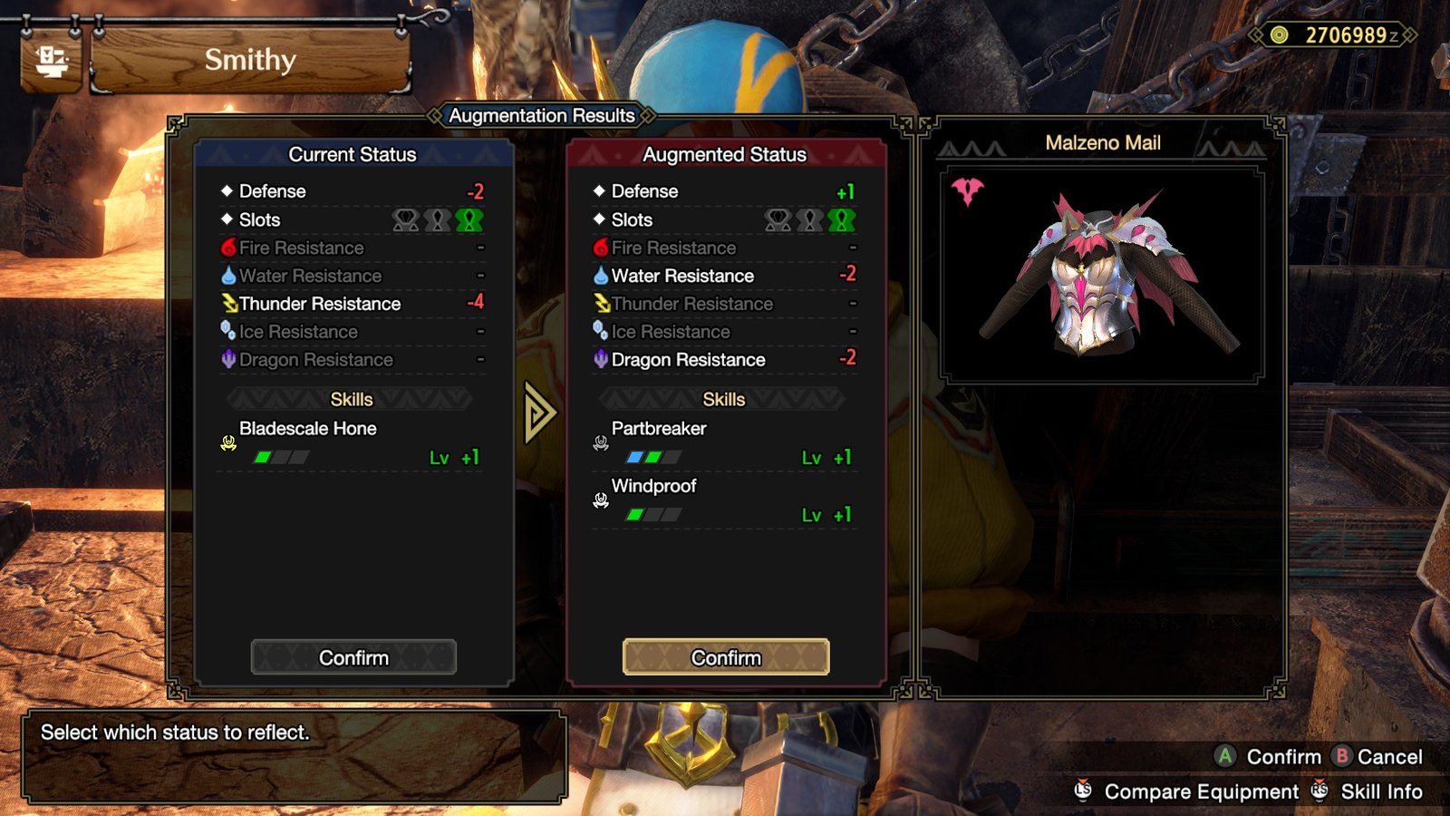 Qurious Crafting screen for armor augments