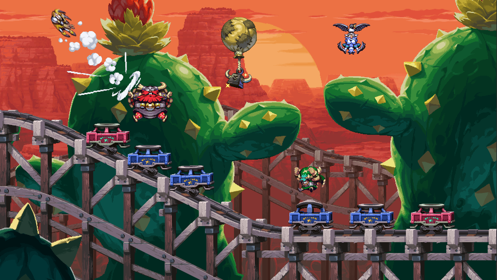 Screenshot from videogame Vikings on Trampolines.