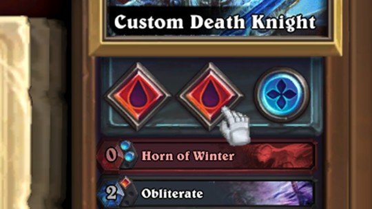 Image of the Death Knight rune slots in Hearthstone.