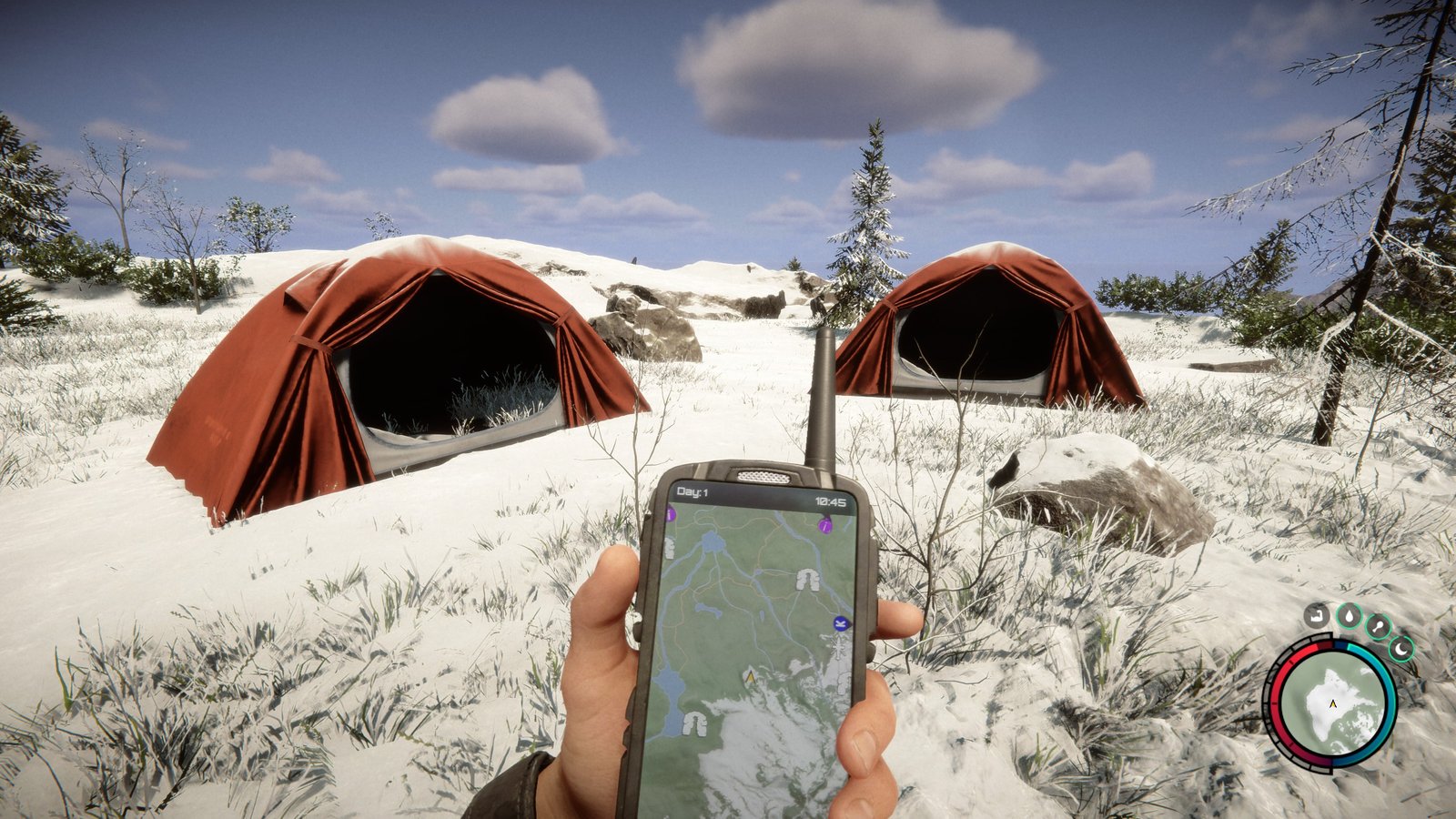 Sons of the Forest hang glider location - two red tents nearby