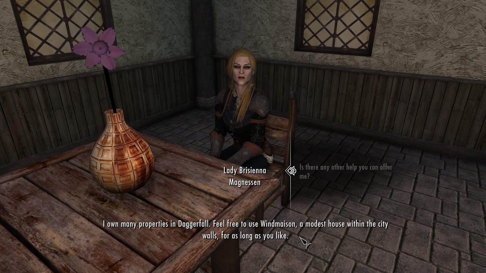 Lady Brisienna offers the player a home in Skygerfall